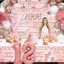 Pink 18th Birthday Decorations - 103 Pcs Happy 18 Year Old Birthday Decorations for Girls Balloons Garland Arch Kit Banner Backdrop Hanging Swirls Tablecloth Cake Cupcake Toppers Sash Supplies
