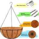 Hanging Basket Planter Plants Outdoor - 4 Pack 14 Inch Metal Hanging Planter with Coco Liners, Chain Hook Hanging Flower Pots for Indoor Outdoor Garden Porch Decoration