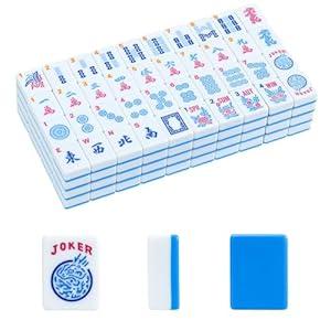 GUSTARIA American Mahjong Tiles (1.2”, Tiles Only), 166 Pcs American Mahjong Tile Set with Blue Color