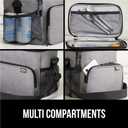 GORILLA GRIP Insulated Lunch Box Bag for Women Men,15L, Leakproof XL Reusable Soft Cooler Bags, Multiple Compartments, Mesh Pockets and Adjustable Strap, Food Tote Keeps Drinks Cold, 13x9, Light Gray