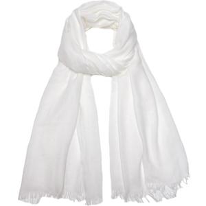 Gragengs Women Summer Scarfs Lightweight Large Long Gauze Shawl Linen Beach Wrap Plain 7543 (White)