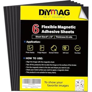 DIYMAG Magnetic Adhesive Sheets, |8" x 10"|, 6 Pack Flexible Magnetic Sheets with Adhesive Backing for Crafts, Photos and Pattern Storage, Easy Peel and Stick, Easy to Cut into Any Size
