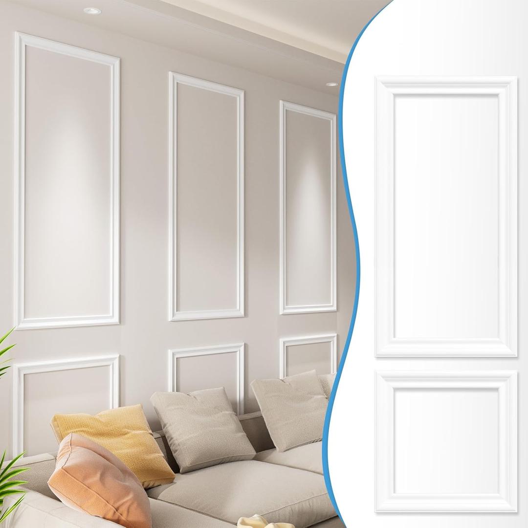 Wall Molding Kit, Premade Wainscoting Panels, Pre-Cut Wall Molding Panel Kits, Wainscot Wall Panel for Living Room Bedroom Accent Wall, 6 Frames (White)