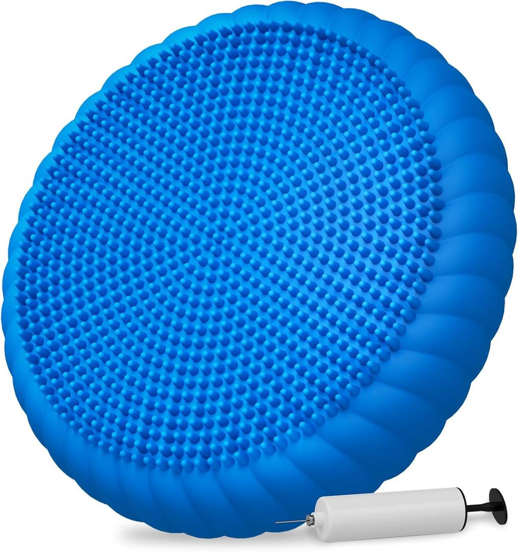 Wobble Cushion with Inflation Pump - Wobble Disk Balance Disc Wiggle Seat for Sensory Kids, Balance Pads (Blue)