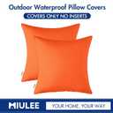 MIULEE Pack of 2 Decorative Outdoor Waterproof Pillow Covers Garden Cushion Sham Throw Pillowcase Shell for Fall Patio Tent Couch 16x16 Inch Orange