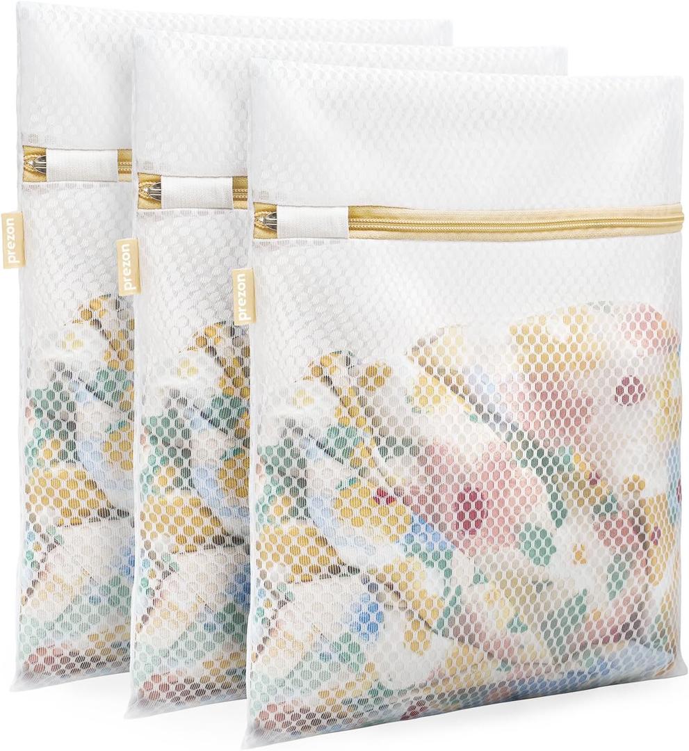 Mesh Laundry Bags, Washing Machine Wash Bags, Reusable and Durable Mesh Wash Bags for Delicates Blouse, Hosiery, Underwear, Bra, Lingerie Baby Clothes - 3M12 x 16 Inches