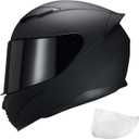 Full Face Motorcycle Helmet WS-607 DOT Approved Motorbike Racing Street Bike Helmets for Adults with Visor (X-Large, Flat black BB)