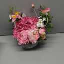 Artificial Flowers in Vase, WELL KNOWN Silk Hydrangea Bouquet and Peonies Artificial Flowers Table Centerpieces with Faux Water for Home Decor Fake Tulips Flower Arrangements for Table Decor (Fuchsia) (Mix Peony-fuchsia)