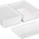 CHANCETSUI Pantry Storage Containers for Snacks: 2 Pack Coffee White Plastic Organizer Bins, 7x10 Inch Stackable Kitchen Cabinet Organizers