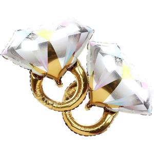 2Pcs Diamond Ring Aluminum Balloon,Wedding Bridal Shower Marriage Engagement Party Supplies