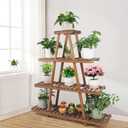 4 Tier Wood Plant Stand Indoor Outdoor A Frame Plant Display Shelf