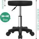 FURWOO Round Rolling Stool Height Adjustable Stool with Wheels for Spa Salon Massage Black