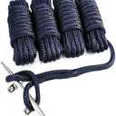 Young Marine 3/8 Inch x 15FT Double Braided Nylon Dock Lines Rope, Dock Line with 12 Inch Eyelet for Mooring Boats, Black (4 Pack, Navy Blue)