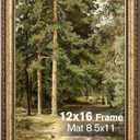 2 Pack 12x16 Gold Picture Frame, Ornate Vintage Wall & Tabletop Frame with Real Glass, Display 8.5x11 with Mat or 12x16 without Mat for Antique Decor