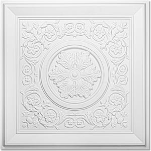 WOWSTAR 12-Pack 24"x24" Drop Ceiling Tiles, Waterproof Glue up Vintage Style 3D Ceiling Tiles, White