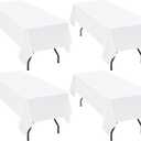 4 Packs White Polyester Tablecloth for 6 Foot Rectangle Tables, 102x116 inch Polyester Fabric Table Cloth,Wrinkle Resistant Washable Table Cover, for Wedding,Birthday,Party,Banquets Decorate