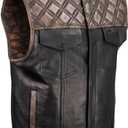Milwaukee Leather Men’s Leather Club Vest – Paisley Lining, Contrast Stitch, Patch Ready Back, Storage Pockets