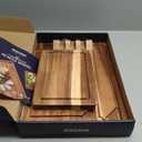 Kikcoin Wood Cutting Boards for Kitchen, 3 PCS Wooden Cutting Board Set with Holder, Chopping Board with Built-In Compartments and Juice Groove, Solid Charcuterie Board Serving Tray Wood Butcher Block