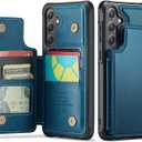 Vinich for Samsung Galaxy S24 Plus Wallet Case with Card Holder, RFID Blocking Credit Slots Kickstand Shockproof Phone Cover Fit for Galaxy S24 Plus 6.7" Blue