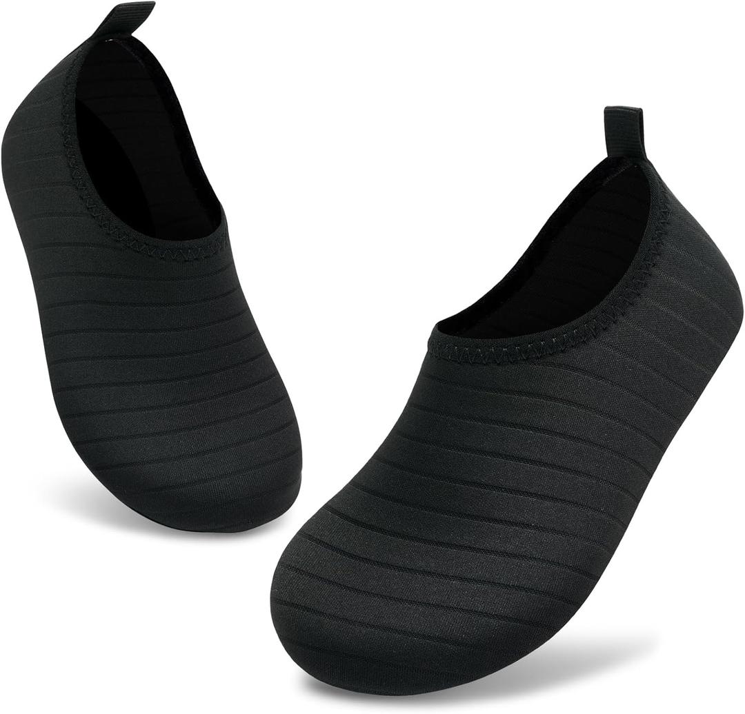 ANLUKE Kids Boys Girls Water Shoes Barefoot Aqua Socks Fast Dry Beach Swim Outdoor Sports Shoes for Toddler (9.5-10 Toddler, Black)