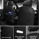 CAR PASS Luxury Nappa Leather Seat Covers Full Set, Water Resistant Faux Leather Seat Covers with Lumbar Support, Comfortable Automotive Seat Covers Universal Fit for SUV Sedan Van Truck, Solid Black
