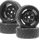 ShareGoo RC 1/10 Scale On Road Tires OD2.55 Rubber & Wheel Rims 12mm Hex Compatible with Traxxas 4 Tec 2.0 Tamiya TT01 XV01 Kyosho WR8 Sakura WLtoys HPI 1/10 RC On Road Racing Car