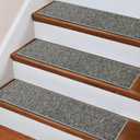 Stair Treads Non Slip, 15 Pack 8" X 30" Carpet Stair Treads for Wooden Steps Indoor, Stair Runners for Kids Elders and Pets, Self-Adhesive Washable Stair Rugs, Polyester TPR Backing (Dark Gray)