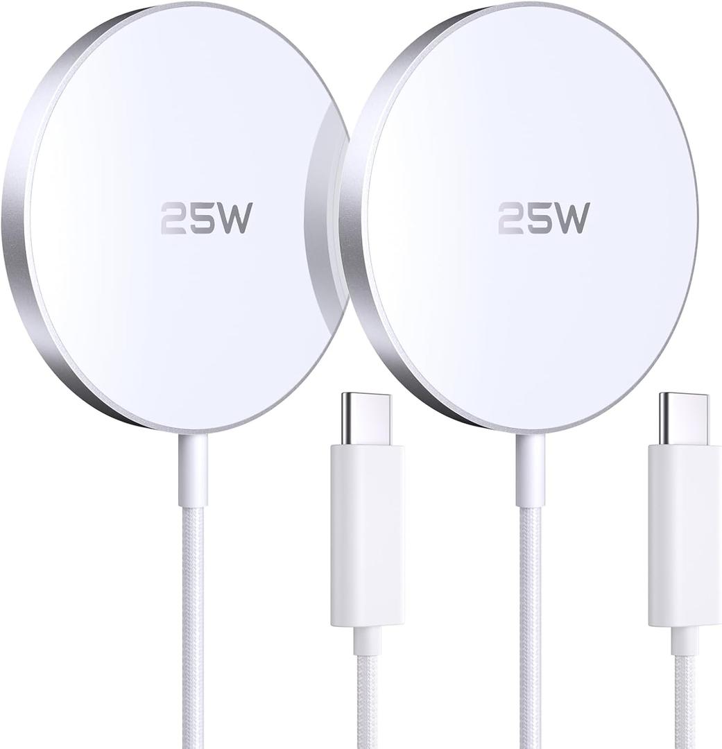 MagSafe Charger 2 Pack 25W Magnetic Wireless Charger Fast Charging Pad Compatible with iPhone 17/16/15/14/13/12 Series & AirPods 4/3/2/Pro Magnetic MagSafe Charging Pad
