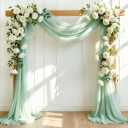 LINXTAR Wedding Arch Draping Fabric 28'' x 20FT Sheer Chiffon Drape 1 Panel Sage Green Backdrop for Bridal Shower Baby Shower Photo Booth Church Decor Birthday Party Christening Outdoor Decoration