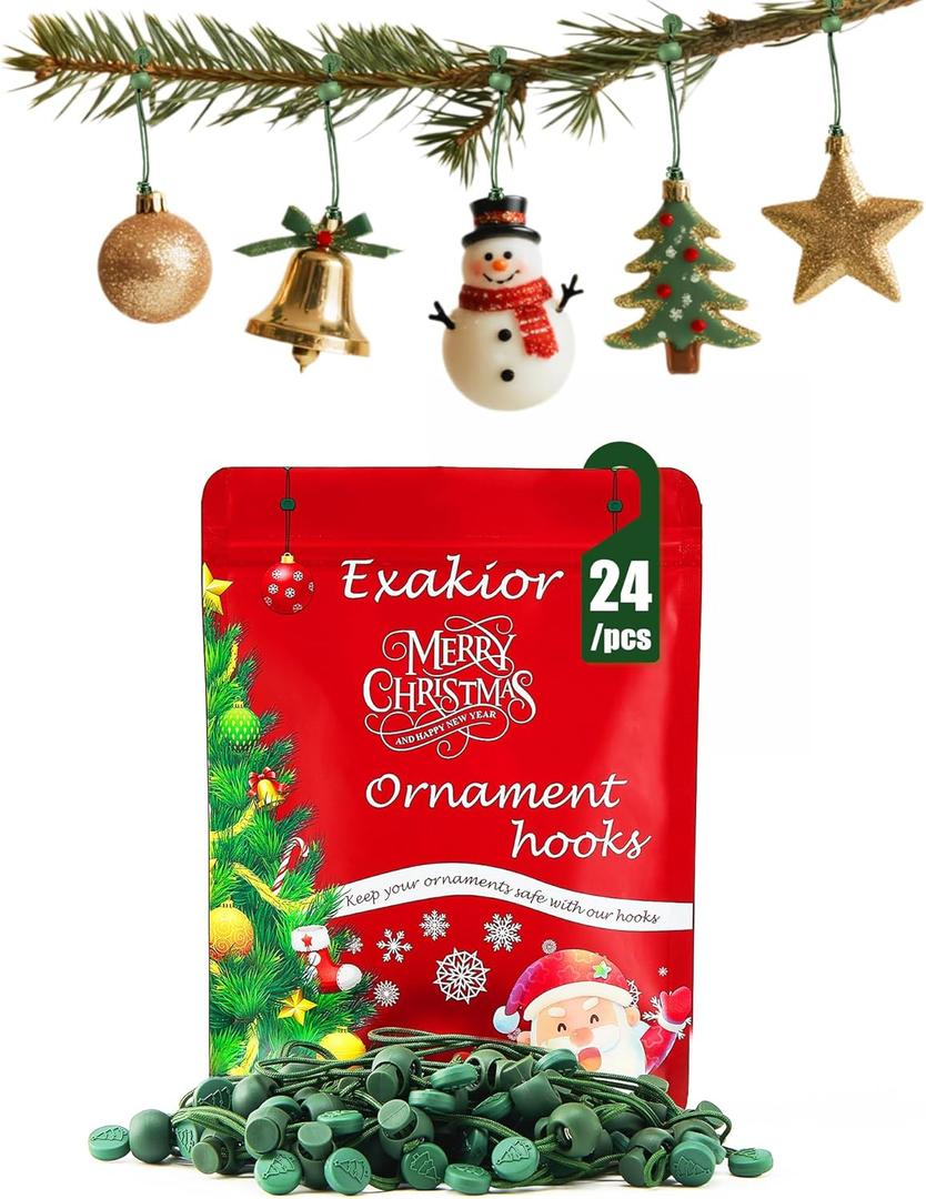 Ornament Hooks  Essential Christmas Tree Decorating Hangers Great Xmas Ornament Hooks for Hanging Christmas Decorations 35 PCS (Round-Upgraded-24pcs)
