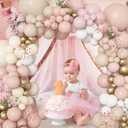 Amandir 173Pcs Boho Dusty Pink Balloon Arch Garland Kit, Neutral Baby Pink Ivory White Sand Nude Rose Gold Confetti Balloons for Monther Day Shower Gender Reveal Wedding Birthday Party Decorations