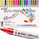 TFIVE Paint Pens Paint Markers Never Fade Quick Dry and Permanent,18 Color Oil-Based Waterproof Marker Pen Set for Rock Painting, Stone, Ceramic, Wood, Fabric, Plastic, Canvas, Glass, Mugs