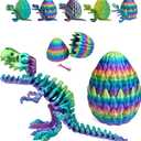 Easter Eggs Filled with Dinosaur Toys, 3D Printed Animals Mystery Crystal Dragon Egg with Articulated Tyrannosaurus Rex, Easter Basket Stuffers Fidget Toy for Adults Kids (Candy)