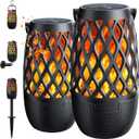 2 Pack Outdoor Bluetooth Speakers, Waterproof Bluetooth Speaker with Lights, Multi-Sync Wireless Speakers Stereo Sound, LED Flame Atmosphere Speaker for Party Pool Patio Porch, Gifts for Men