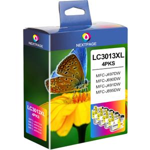 NEXTPAGE LC3013 LC3013XL Yellow Ink Cartridges Replacement for Brother LC-3013XL Work with Brother MFC-J491DW MFC-J497DW MFC-J690DW MFC-J895DW Printer (LC3013XLY 4 Pack)