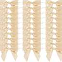 AIMUDI Champagne Bows for Gift Wrapping 3.5" Pre Tied Small Christmas Tree Bows Premade Twist Tie Bows for Treat Bags Small Bows for Crafts Wedding Holiday Decoration- 50 Counts