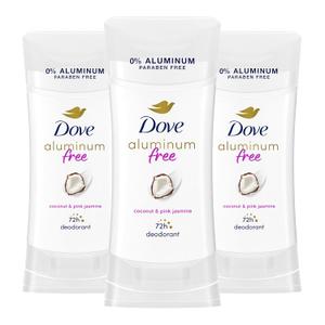 Dove Aluminum Free Deodorant for Women 3 Count Coconut and Pink Jasmine, 2.6 Oz