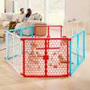 Regalo Safety 192-Inch Super Wide Baby Gate and Play Yard, 2-in-1 Convertible Plastic Baby Gate, Extra Wide Safety Barrier, Hardware Mounted, Adjustable Panels for Openings, Ages 624 Months