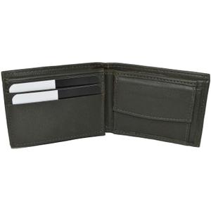 LB LEATHERBOSS Boys Slim Compact Flap Id and Coin Pocket Bifold Wallet (Army Green)