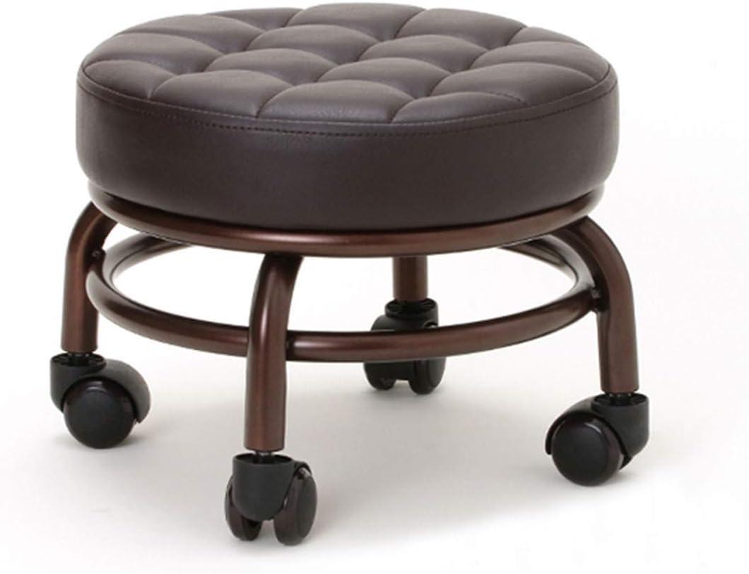 Elitzia Pedicure Foot Stool Beauty Salon SPA Foot Bath Footstool Two Color Optional Thick Support Seat Quality Wheels ET28500（Dark Brown）, Dark Brown Low Stool