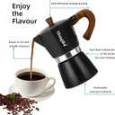 Mongdio Stovetop Espresso Maker Moka Pot, Cuban Coffee Maker Stove top coffee maker Moka Italian Espresso Greca Coffee Maker Brewer Percolator, 6 Espresso Cups, 10 oz - Black