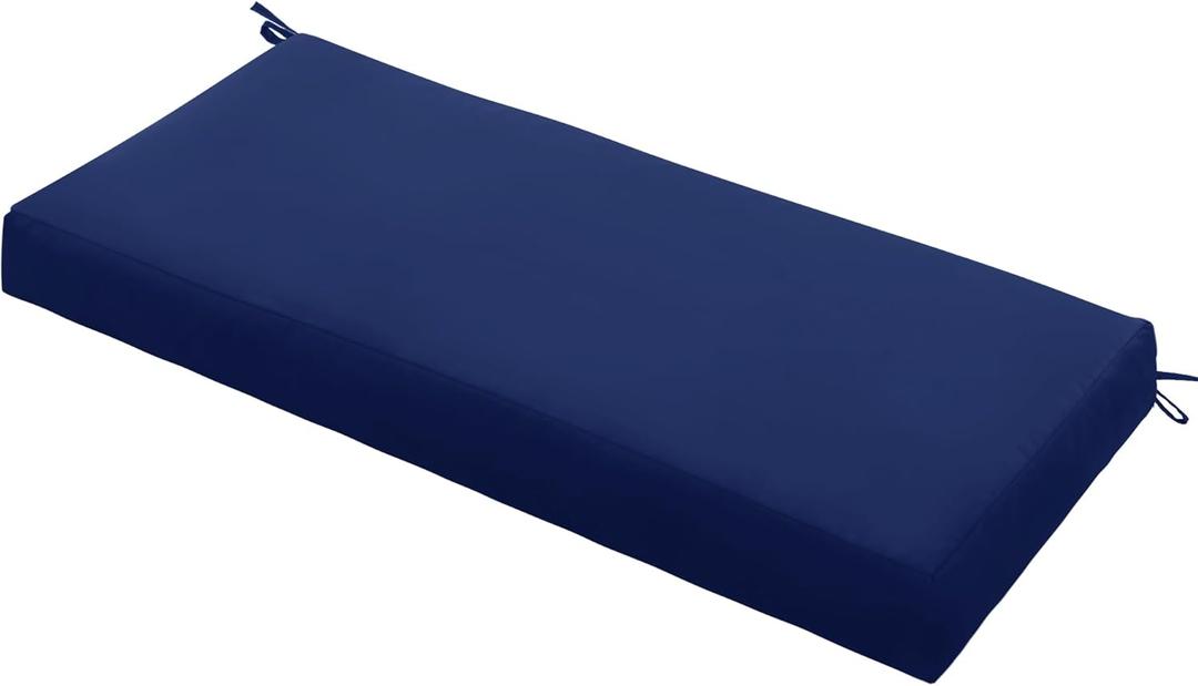 Outdoor Bench Cushion Waterproof 42"x18" Fade-Resistant Patio Furniture Cushion with Ties for Porch Swing, Loveseat, or Indoor Bench Replacement, Navy Blue