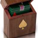 Birthday Gift Ideas Handcrafted Classic Wooden Playing Card Holder Deck Box Storage Case Organizer With Premium Quality 'Ace' Playing Cards Anniversary Housewarming Gift Ideas For Men & Women (Spade)