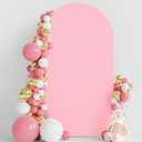 Wokceer 7.2FT Wedding Arch Backdrop Cover Spandex Fitted Pink Arch Covers Round Top Chiara Arches Backdrop Cover for Wedding Birthday Party Baby Shower Ceremony Banquet Decoration