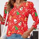 LOMON Womens 3/4 Length Sleeve Tops V Neck Business Casual Blouses Summer Tees Shirts 2026 (Red, M)