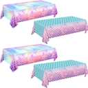 4 Pack Mermaid Tablecloth Mermaids Laser Table Cover for Girls Mermaid Birthday Party Decorations, 108x54 Inch