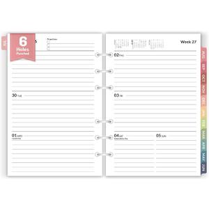 2026 Weekly & Monthly Planner Refills for A5 6-Ring Binders, July 2026 - Jun 2027, Forvencer 6-Hole Punched Planner Inserts with Colorful Monthly Tabs, Small Calendar Organizers, 5-3/4" x 8-1/4" (Two Page Per Week)