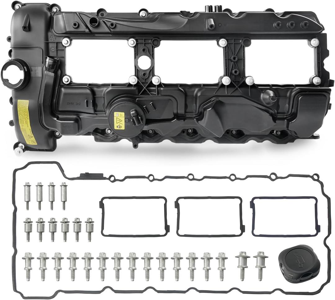 N55 Engine Valve Cover with Gasket & Bolts & Oil Filler Cap Compatible with 2011-2019 BMW 328i 335i 435i 530i 535i 640i 740i 135i 235i M235i X3 X4 X5 X6 ActiveHybrid 5 3.0L Replace 11127570292 264-937