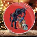 2 x Christmas Ornaments Decorations - 3.6 in Acrylic Two Sided Printing - Ornament Exchange Gifts Funny (Vintage Krampus Classic Red Theme)