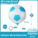 4 x 6 Pack 22 Inch Blue Soccer Balloons Giant 4D Mylar Football Balloons Helium Foil Blue Soccer Balloons for Birthday Party Sports Themed World Cup Party Decorations
